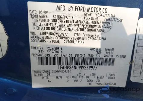 2009 Ford Focus Ses from USA, damaged, VIN 1FAHP36N09W259977